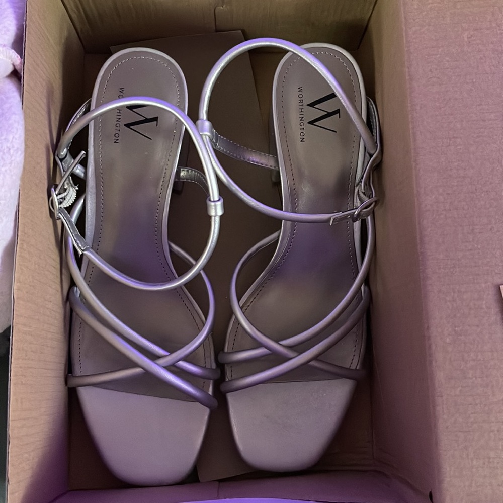silver worthington low heels